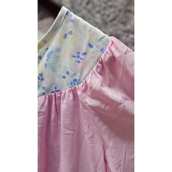 VTG Coffee Time House Coat Dress MuMu Robe Floral USA Snap Front Pink Zinnias XL - Picture 3 of 5